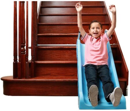 This is an image of Indoor stair slide playset by Slidewhizzer