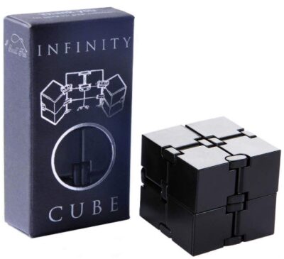 This is an image of kid's and adult's fidget infinity cube in black color