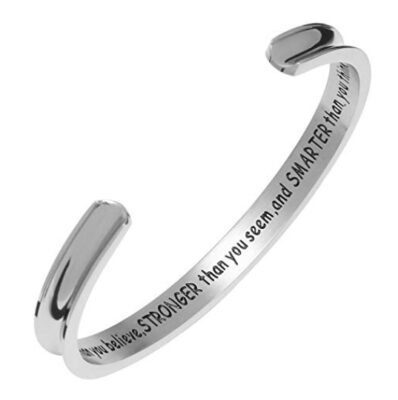 This is an image of a stainless steel inspirational bracelet. 