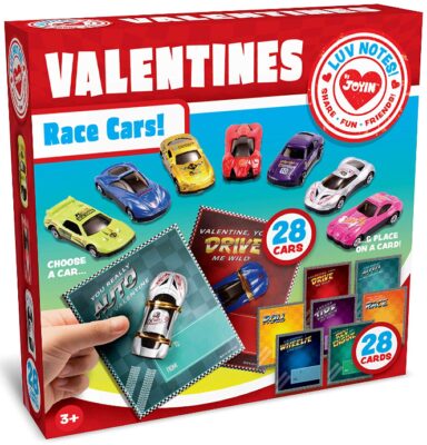This is an image of boy's 28 pack racing cars gift pack for valentine's day