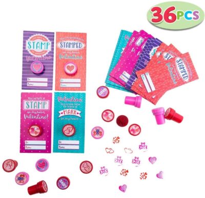 This is an image of girl's valentines day gift cards with stampers 