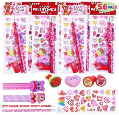 This is an image of girl's valentines pack gift for school classroom