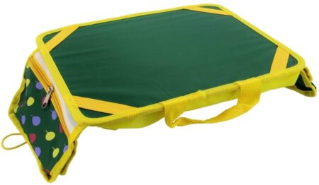 This is an image of kid's lap desk. Green yellow colors
