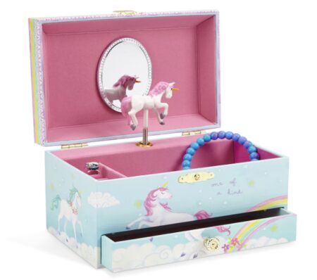 This is an image of a unicorn musical jewelry storage box. 