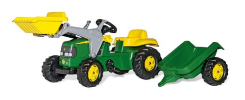 this is an image of a John Deere pedal tractor for kids. 