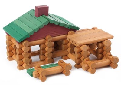 this is an image of a 90-piece educational wood house logs building set for kids.