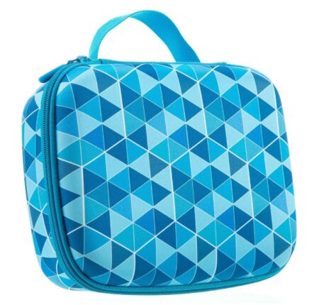 This is an image of a blue jumbo storage box for kid's school items.