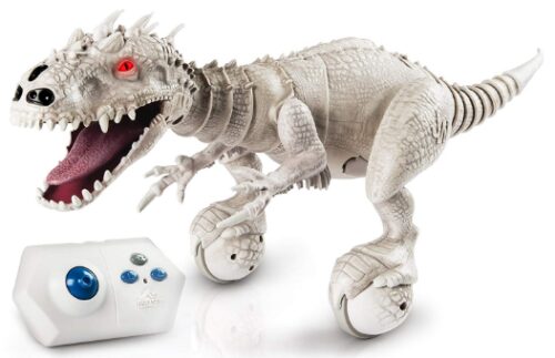 This is an image of Jurassic world dinosaur toy robot in white color