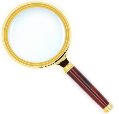 this is an image of a handheld magnifier with antique mahogany handle for senior and kids. 