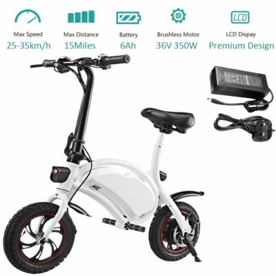 This is an image of a white fordable ebike with APP speed setting and handlebar by Kepteen. 