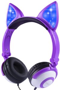 Kids Headphones Over Ear with LED Glowing Cat Ears