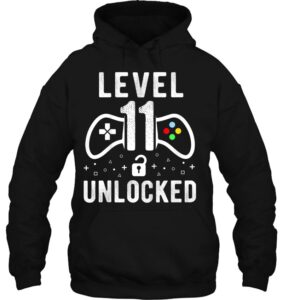 Kids Level 11 Unlocked Funny Video Gamer 11th Birthday Gift Pullover Hoodie