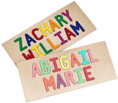 This is an image of kid's personalized wooden with two names