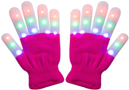 This is an image of girl's light gloves in colorful colors