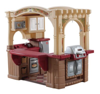 This is an image of a large kitchen playset with accessories. 