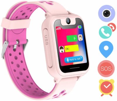 This is an image of a pink smartwatch for kids by LBD Direct. 