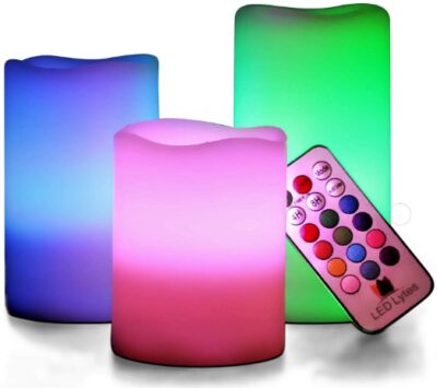 This is an image of teen's LED flamless candles with remote control in colorful colors