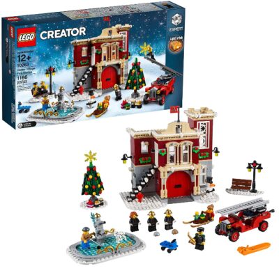 This is an image of LEGO creator village fire station building kit with 1166 pieces