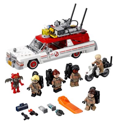 this is an image of a Ghostbuster Ecto-1 & 2 building kit for kids. 
