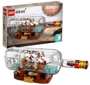 this is an image of a 962-piece ship in bottle building kit for adults. 