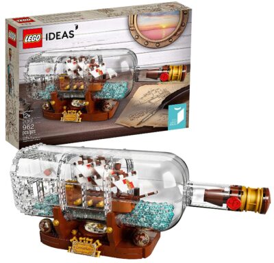 This is an image of kid's LEGO ship in a bottle kit