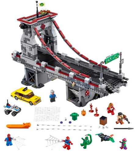 this is an image of a LEGO Marvel Super Heroes Spider-Man Web Warriors Ultimate Bridge building toys for kids. 