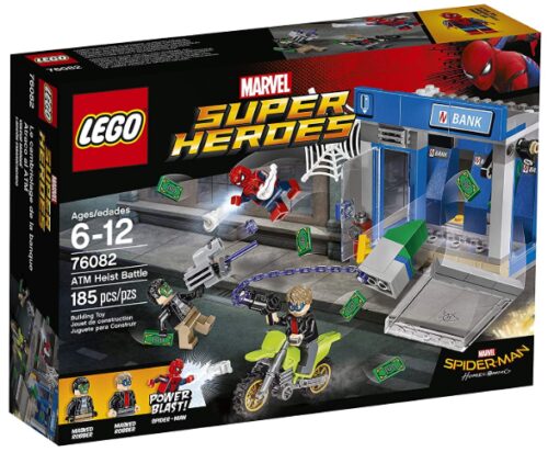 this is an image of a LEGO Super Heroes ATM Heist Battle building set for kids. 