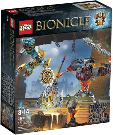 This is an image of LEGO bionicle mask maker vs skull grinder building kit toy