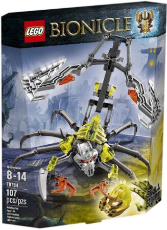This is an image of LEGO bionicle skull scropio building kit for kids
