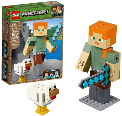 This is an image of LEGO minecraft bigfig with chicken building kit