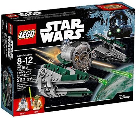 This is an image of LEGO star wars version Yoda's jedi starfighter building kit for kids age 8-12