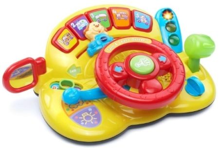 This is an image of baby learning drivering