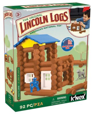 this is an image of a 92-piece Wolf's Lodge educational building set for kids ages 3 and up. 