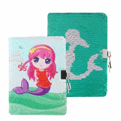 This is an image of a 2 personalized mermaid notebooks for kids.