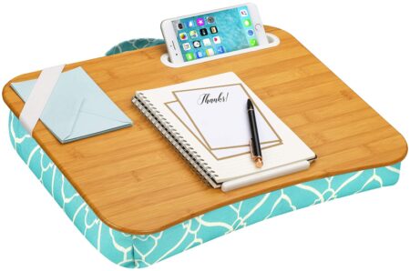 This is an image of kid's lap desk with phone holder and device ledge By LapGear.