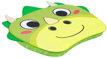 This is an image of kid's Lap desk with dino face design. Green Color