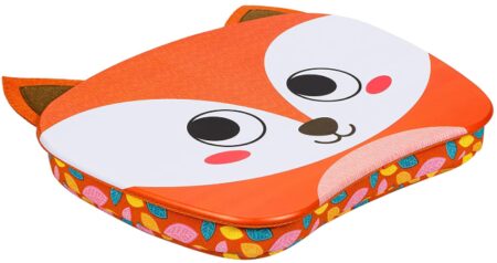 This is an image of kid's lap pets desk with fox face graphic. Colorful colors