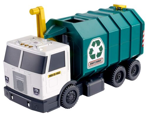 this is an image of a large garbage truck toy for kids. 