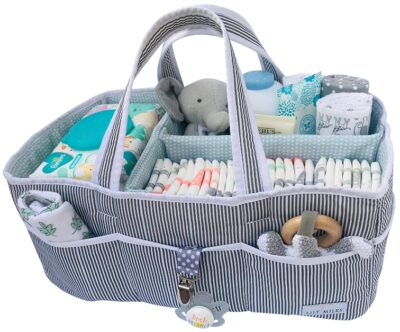 This is an image of babie's large basket organizer in grey color