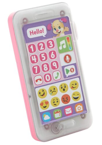 this is an image of a laugh & learn leave a message smart phone for kids.
