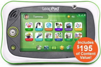 This is an image of a green LeapPad Ultimate table for toddlers by LeapFrog. 
