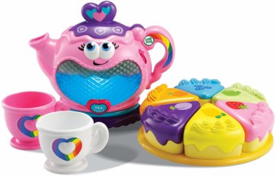 This is an image of a rainbow colored tea party set for toddlers by LeapFrog. 