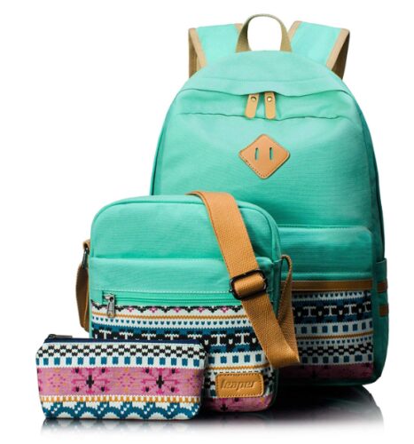 this is an image of a water blue Leaper Canvas bags and purse for teenage girls.