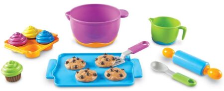 This is an image of kid's learning baking set with 15 pieces in colorful colors
