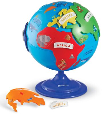 This is an image of kid's learning resources puwwle globe in colorful colors