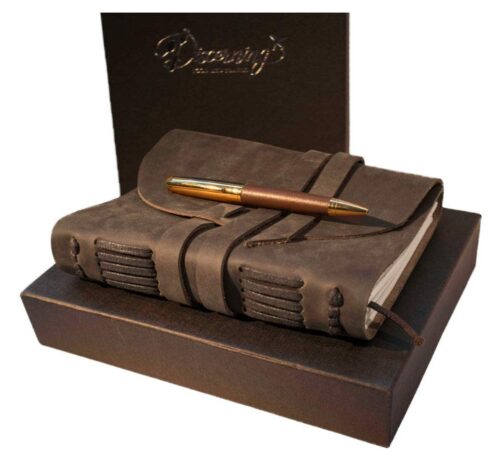 this is an image of a leather journal gift set for teenage girls.