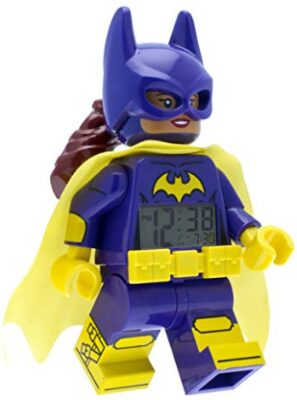 this is an image of a Lego batgirl minifigure alarm clock designed for kids.