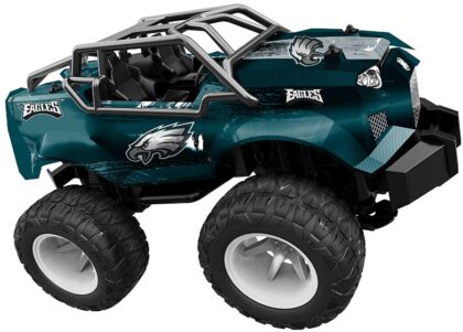 This is an image of Monster truck with Remote control in black and blue colors