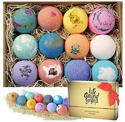 this is an image of a 12 uniquely handcrafted bath bombs, a perfect handmade gift for women. 