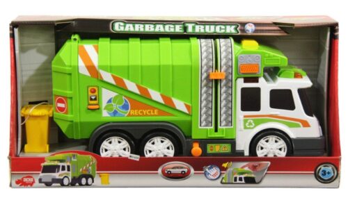this is an image of a light and sound garbage truck for kids. 